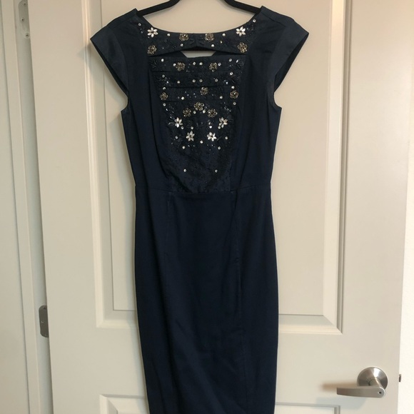 Navy Jewel Dress - French Connection - Picture 1 of 8